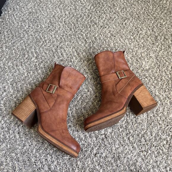 Kork-Ease Shoes - Korks Marci II Block Heel Boots Booties Brown Size 11 M Chunky Mid Calf New